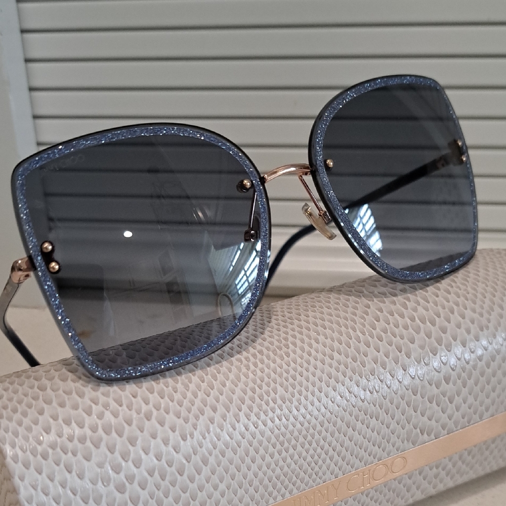 NWT Jimmy Choo Blue Glitter Sunglasses